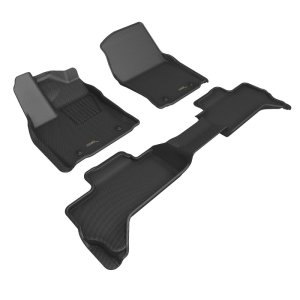 Toyota Tundra Double Cab Floor Mat Set - Front + Rear - 3D MAXpider - Kagu - Black - `22-`24